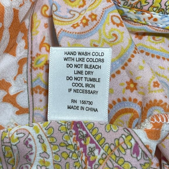 New Rose & Olive Size 1X Tunic Blouse Top Pink Yellow Patchwork V-Neck - Picture 9 of 9